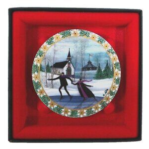 ANNA-PERENNA Christmas Skaters 3.25" handing porcelain disc, numbered D517/5000